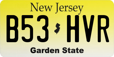 NJ license plate B53HVR