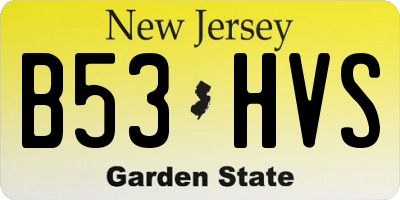 NJ license plate B53HVS