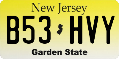 NJ license plate B53HVY