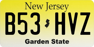 NJ license plate B53HVZ