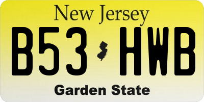 NJ license plate B53HWB