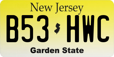 NJ license plate B53HWC