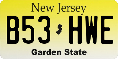 NJ license plate B53HWE