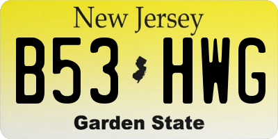 NJ license plate B53HWG