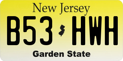NJ license plate B53HWH
