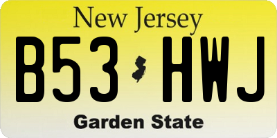 NJ license plate B53HWJ