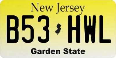NJ license plate B53HWL