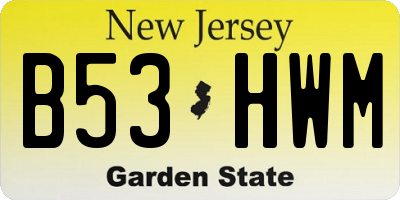 NJ license plate B53HWM