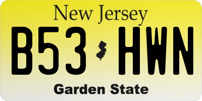 NJ license plate B53HWN