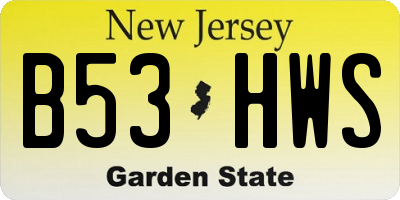 NJ license plate B53HWS