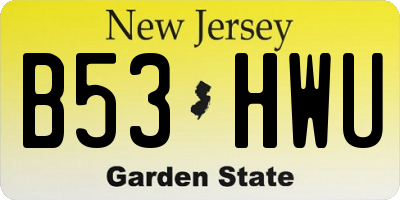 NJ license plate B53HWU