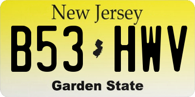 NJ license plate B53HWV