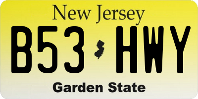 NJ license plate B53HWY
