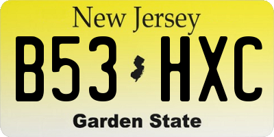 NJ license plate B53HXC