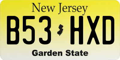NJ license plate B53HXD