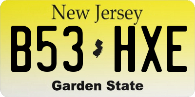 NJ license plate B53HXE