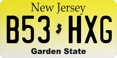NJ license plate B53HXG