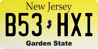 NJ license plate B53HXI
