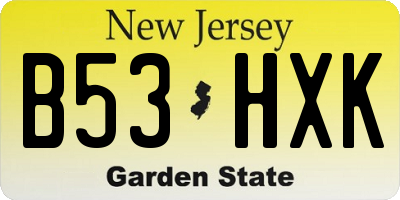 NJ license plate B53HXK