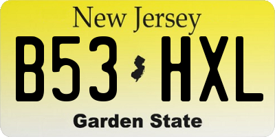 NJ license plate B53HXL