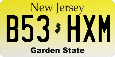 NJ license plate B53HXM