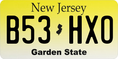 NJ license plate B53HXO