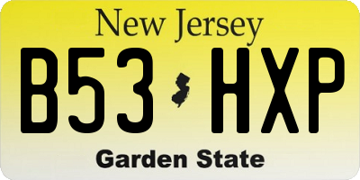 NJ license plate B53HXP