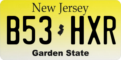 NJ license plate B53HXR