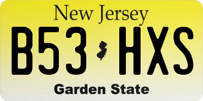 NJ license plate B53HXS