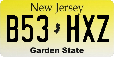 NJ license plate B53HXZ