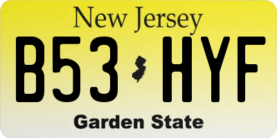 NJ license plate B53HYF