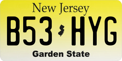 NJ license plate B53HYG
