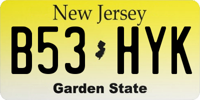 NJ license plate B53HYK