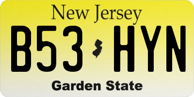 NJ license plate B53HYN