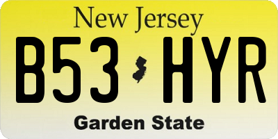 NJ license plate B53HYR