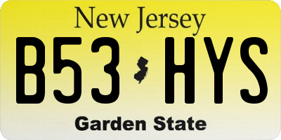 NJ license plate B53HYS