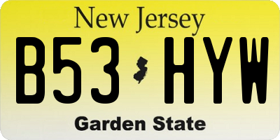 NJ license plate B53HYW