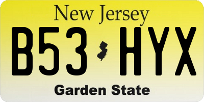 NJ license plate B53HYX