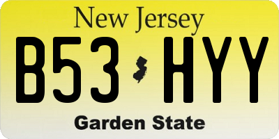 NJ license plate B53HYY