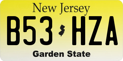 NJ license plate B53HZA