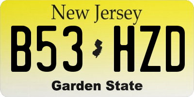 NJ license plate B53HZD