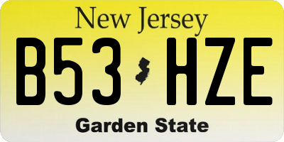 NJ license plate B53HZE