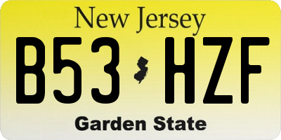 NJ license plate B53HZF