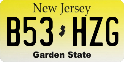 NJ license plate B53HZG