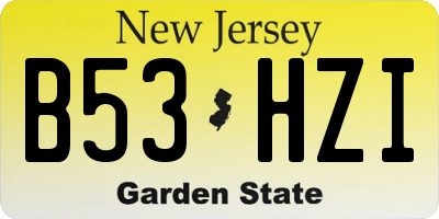 NJ license plate B53HZI