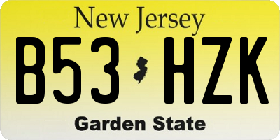 NJ license plate B53HZK