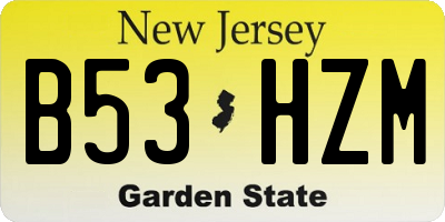 NJ license plate B53HZM