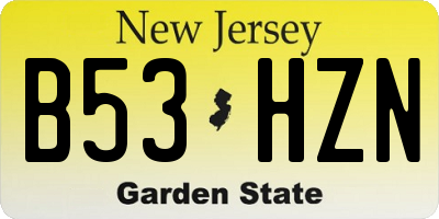 NJ license plate B53HZN