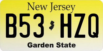 NJ license plate B53HZQ