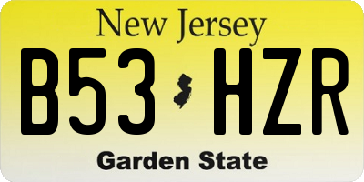 NJ license plate B53HZR